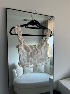 Out From Under Lazy Daisy Ruffle Mesh Corset Top